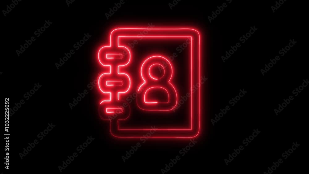 Glowing Contact Book Icon in HD Video Neon Animation – Address and Networking Symbol on Black Background Glowing Contact Book Icon in HD Video Neon Animation – Address and Networking Symbol on Black Background