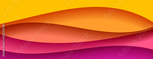 yellow and pink gradient layered wave paper background