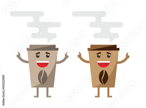 Happy Smiling Coffee Cup Isolated on White. Drinks and beverages concept vector art
