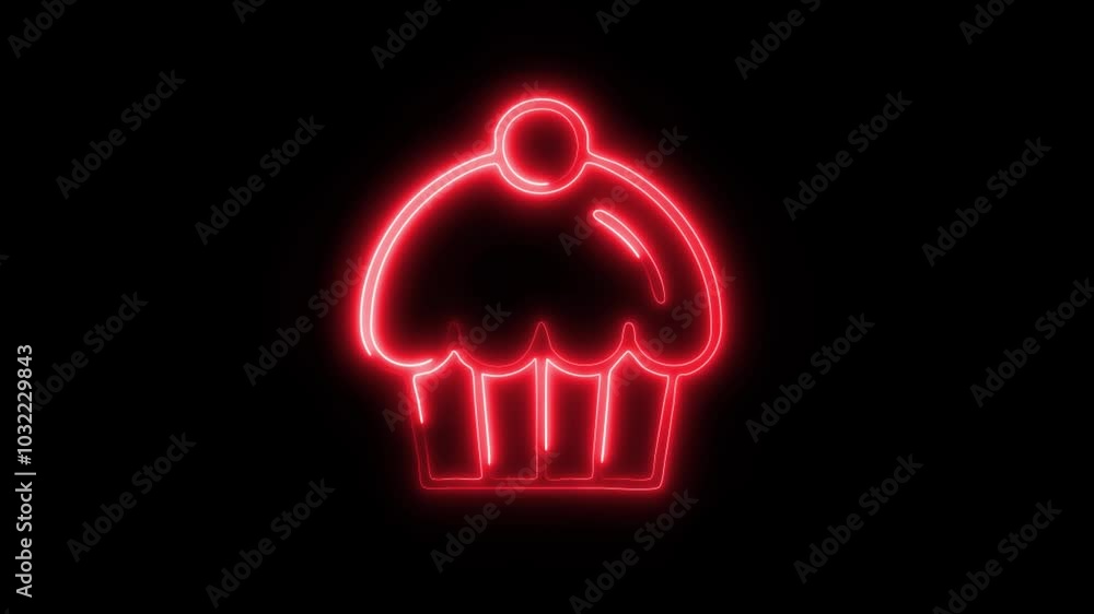 Glowing Cupcake Icon in HD Video Neon Animation – Dessert and Bakery Symbol on Black Background Glowing Cupcake Icon in HD Video Neon Animation – Dessert and Bakery Symbol on Black Background