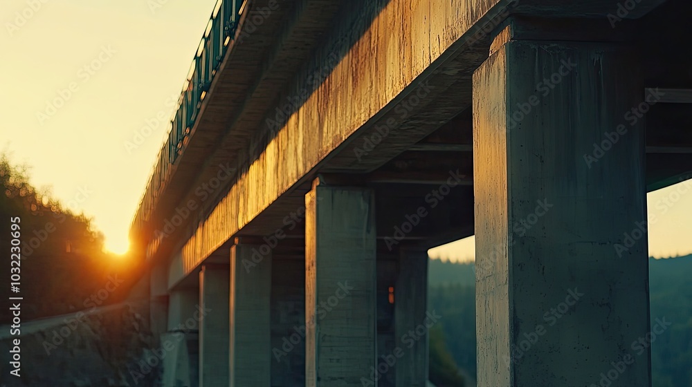 Sunset Beneath Concrete Bridge Structure Sunset Beneath Concrete Bridge Structure