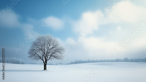 Winter snow tree rime natural scenery