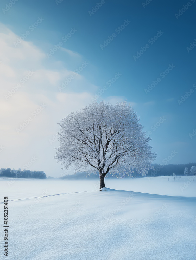 Fototapeta premium Winter snow tree rime natural scenery