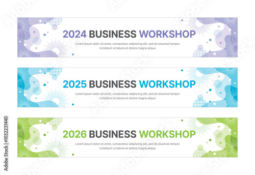 Set of business banner design templates in modern, geometry, abstract shape pattern style for schools, companies, workshops, events and conference. 