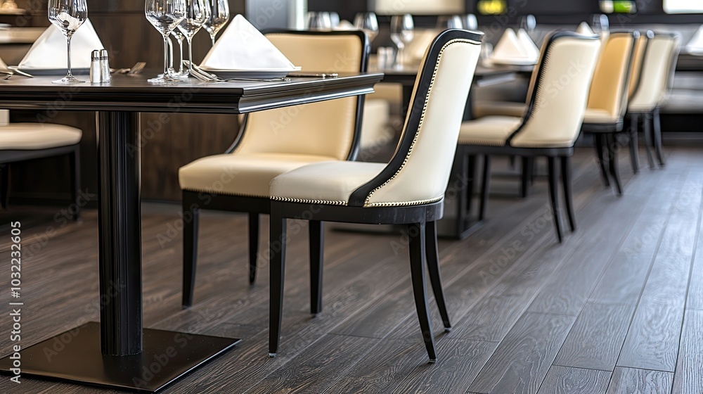 Elegant Dining Room with Stylish Black and White Chairs Elegant Dining Room with Stylish Black and White Chairs