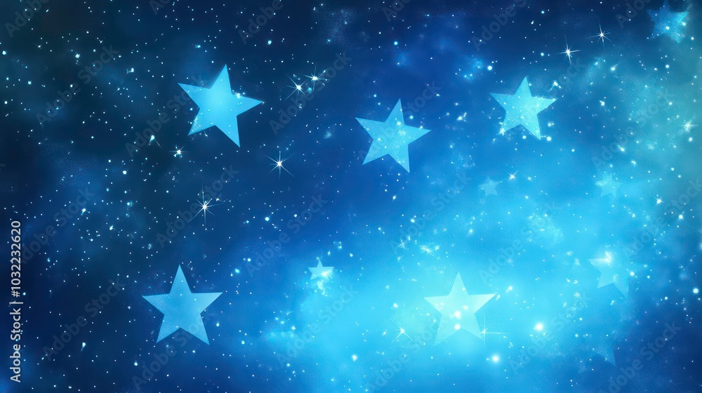 Obraz premium A blue night sky with twinkling stars, perfect for a dreamy background or design.