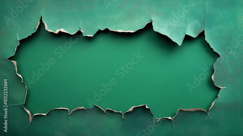 Piece of torn paper revealing green background | Concept of discovery and creativity in abstract art.

