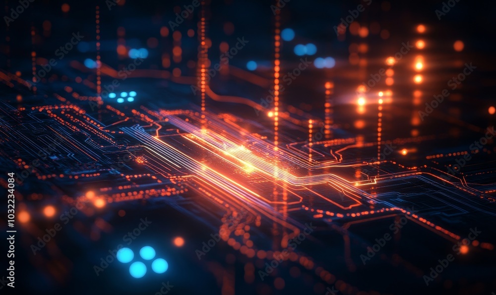 Abstract digital background with glowing circuits and lines, representing technology and connectivity. Futuristic concept, Generative AI Abstract digital background with glowing circuits and lines, representing technology and connectivity. Futuristic concept, Generative AI