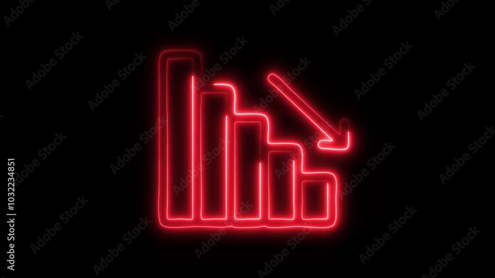 Glowing Decrease Icon in HD Video Neon Animation – Reduction and Decline Symbol on Black Background Glowing Decrease Icon in HD Video Neon Animation – Reduction and Decline Symbol on Black Background