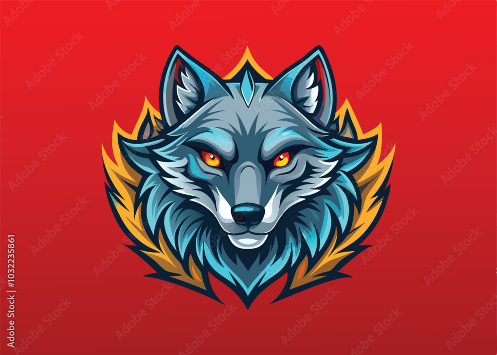Fototapeta premium wolf head vector illustration.