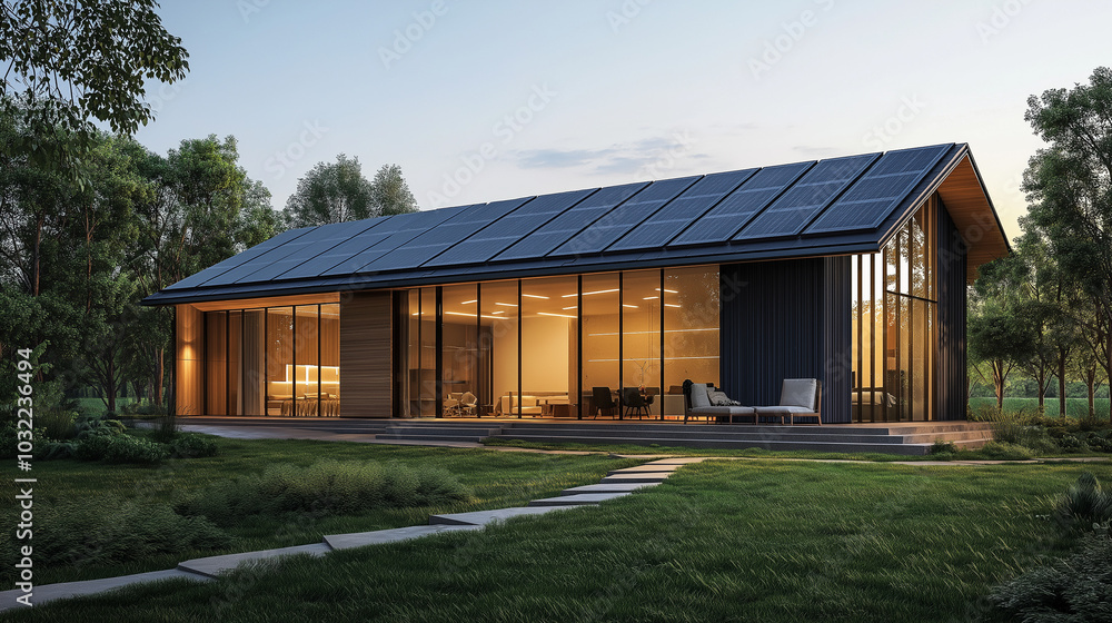 A sleek, eco-friendly barn utilizing smart systems for real-time data tracking and feed efficiency A sleek, eco-friendly barn utilizing smart systems for real-time data tracking and feed efficiency