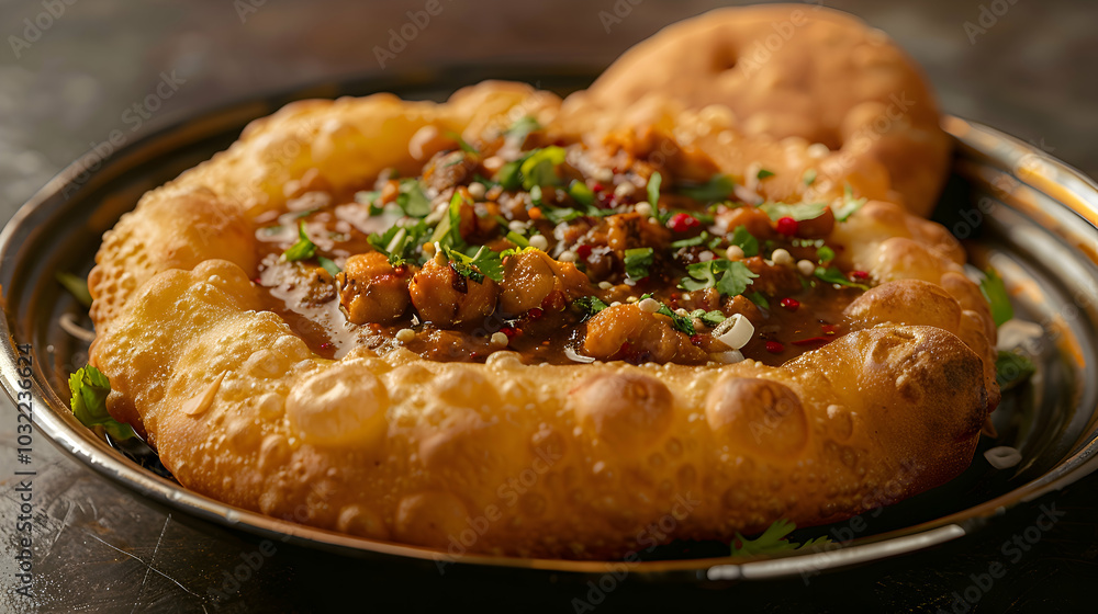 Chole bhature with a tangy tamarind chutney Chole bhature with a tangy tamarind chutney