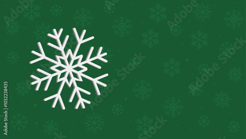 White snowflake illustration on a green background with additional snowflakes subtly blended into the backdrop