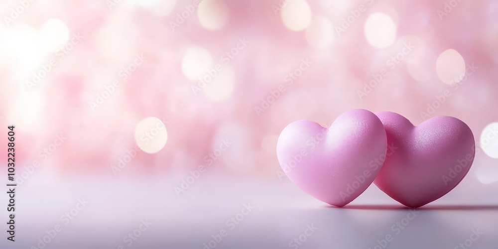 Serene Pink Hearts on a Soft Bokeh Background Serene Pink Hearts on a Soft Bokeh Background