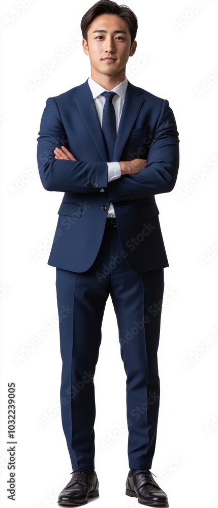 Full length young Japanese businessman in formal wear portrait of confident businessman.isolated white background, remove background, Generative AI Full length young Japanese businessman in formal wear portrait of confident businessman.isolated white background, remove background, Generative AI