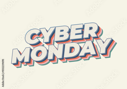 Cyber monday. Text effect in 3D and bold fonts for digital ads