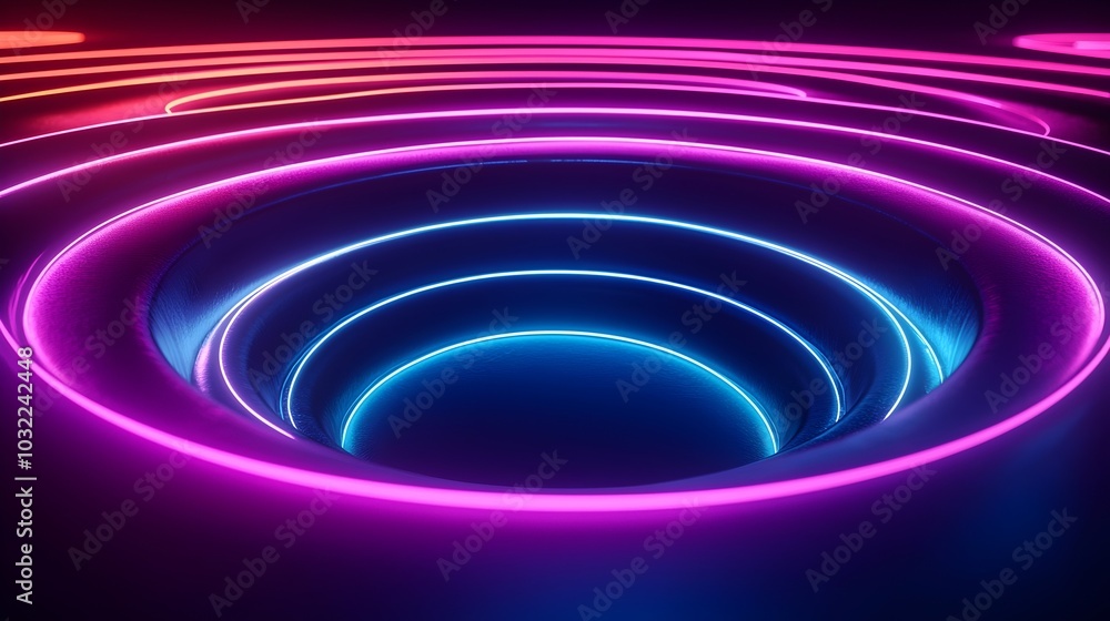 Abstract neon light circles in pink and blue colors. Abstract neon light circles in pink and blue colors.