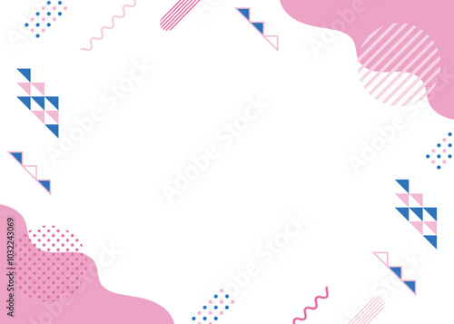 幾何学図形のかわいいフレーム　ピンク