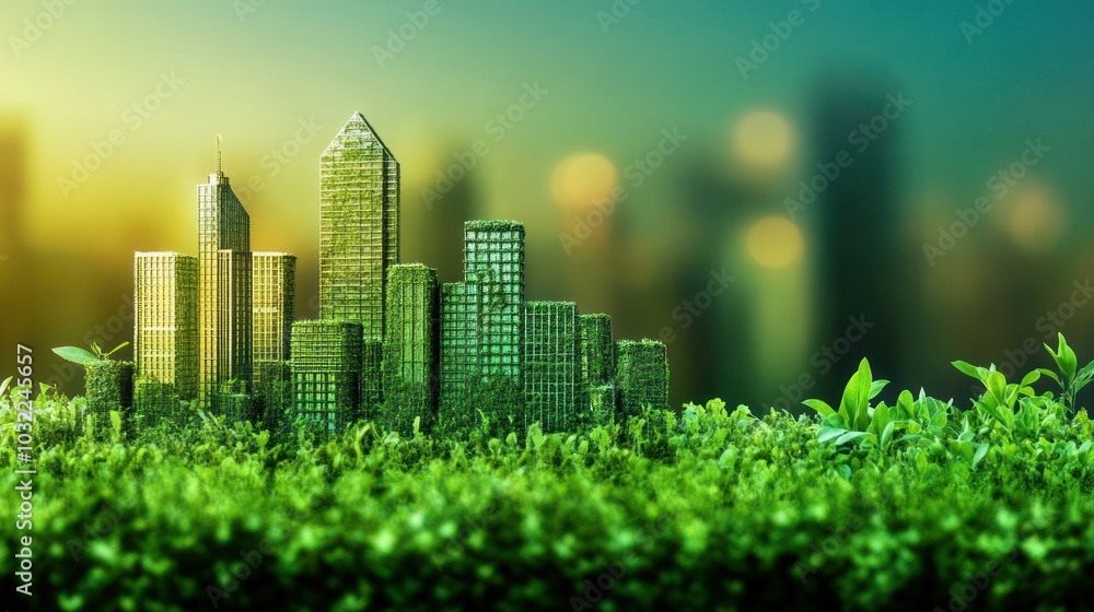 Obraz premium Green Cityscape: A Sustainable Future