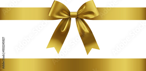 gold bow with ribbon. 3d golden bow and ribbon for christmas and birthday decorations