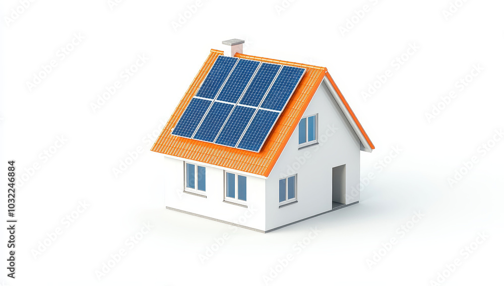 Model house with solar panels on rooftop showcasing renewable energy Model house with solar panels on rooftop showcasing renewable energy