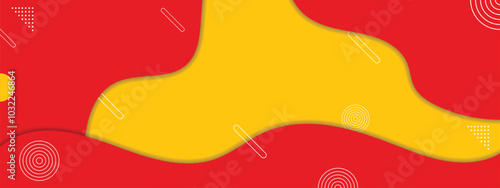 Wave banner template for food vector. Web background design with combination color red and yellow