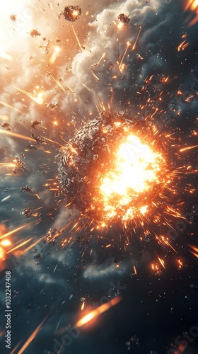 Wallpaper Mural Explosive Detonation of Futuristic Nanobot Swarm Disintegrating Everything in its Path Torontodigital.ca