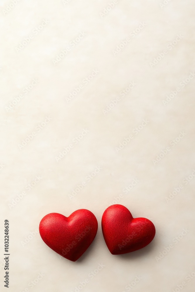 Red Hearts on Neutral Background for Romantic Themes Red Hearts on Neutral Background for Romantic Themes