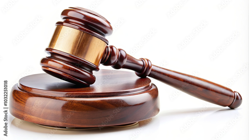 The gavel, made of polished wood, sits prominently on its circular base, signifying the importance of justice and decision-making within a courtroom environment The gavel, made of polished wood, sits prominently on its circular base, signifying the importance of justice and decision-making within a courtroom environment