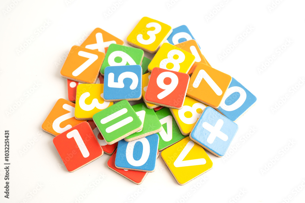 Math number colorful on white background, education study mathematics learning teach. Math number colorful on white background, education study mathematics learning teach.