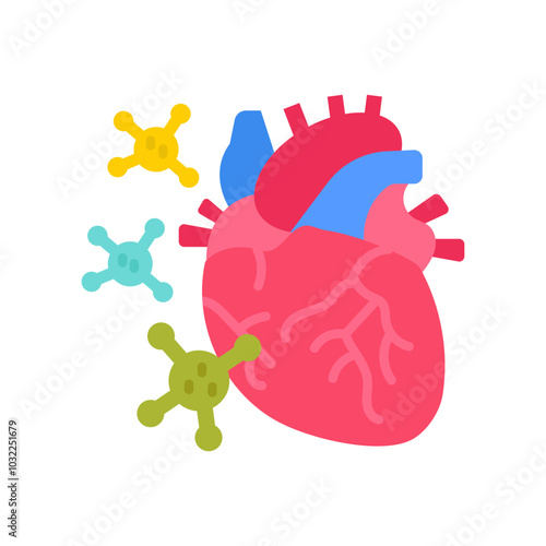 Heart Infection Flat Icons, Vector illustration