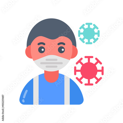 Infection Control Flat Icons, Vector illustration
