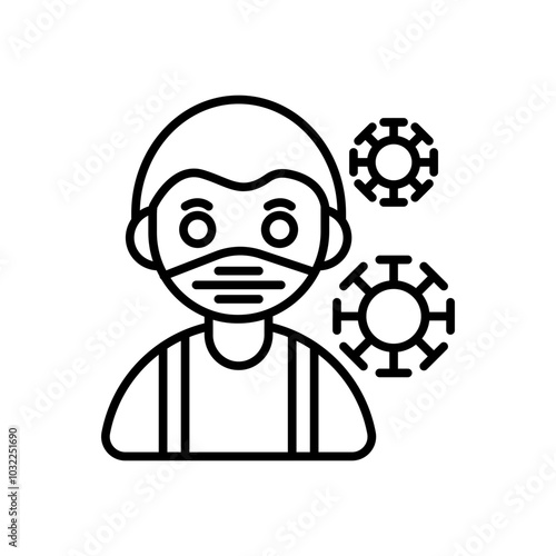 Infection Control Outline Icon, Vector illustration