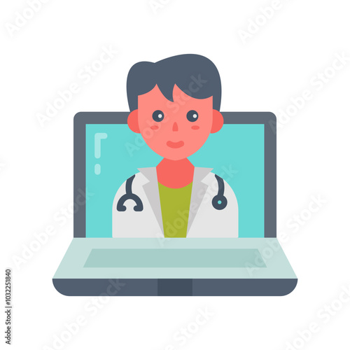 Online Doctor Flat Icons, Vector illustration