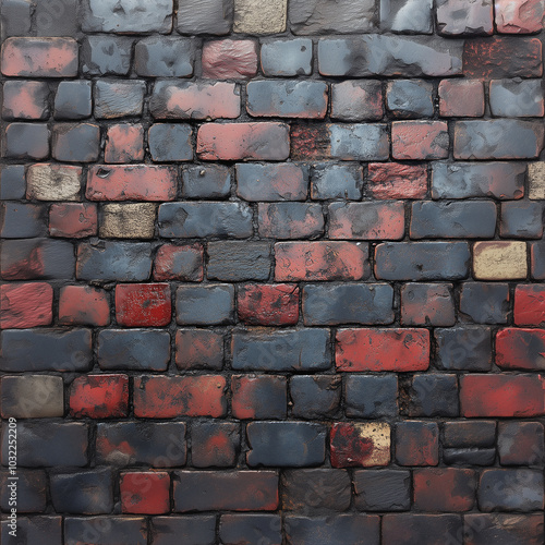 Alte Backstein-Textur aus dem historischen London, inspiriert von der klassischen Architektur der Stadt, ideal für Designprojekte, historische Darstellungen und architektonische Visualisierungen.