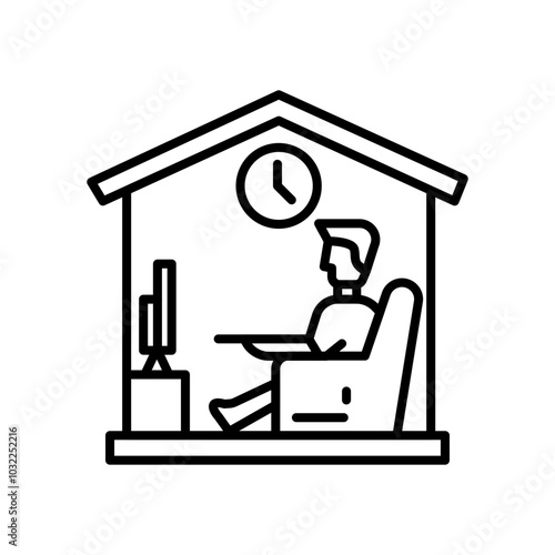 Stay At Home Outline Icon, Vector illustration