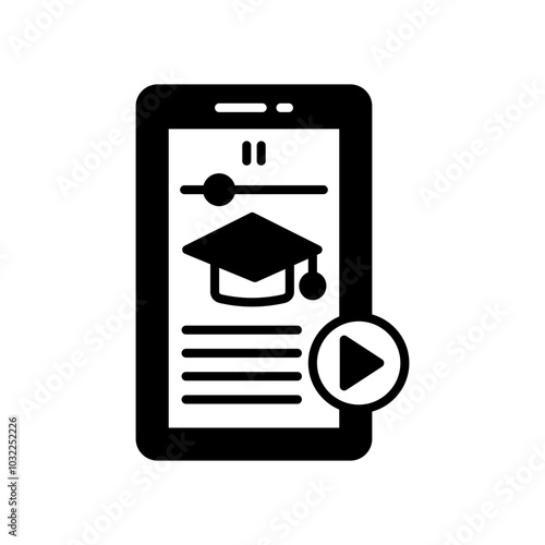 Online Education Glyph Icon, Vector illustration