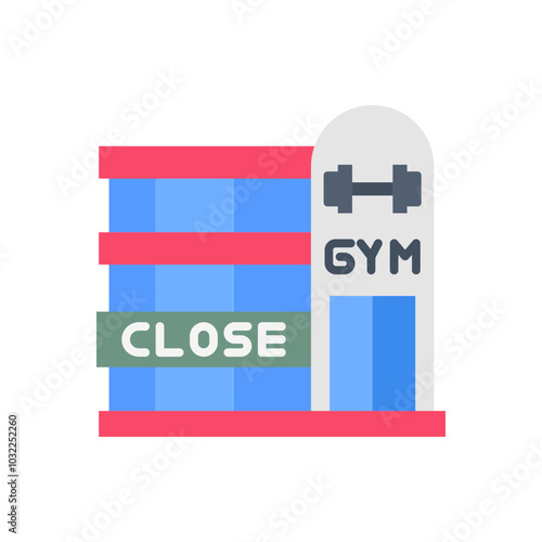 Gym Closed Flat Icons, Vector illustration