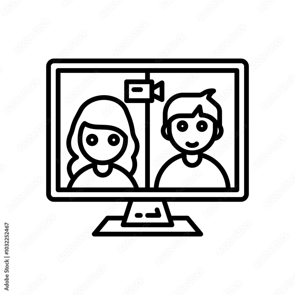 Video Conferencing Outline Icon, Vector illustration Video Conferencing Outline Icon, Vector illustration