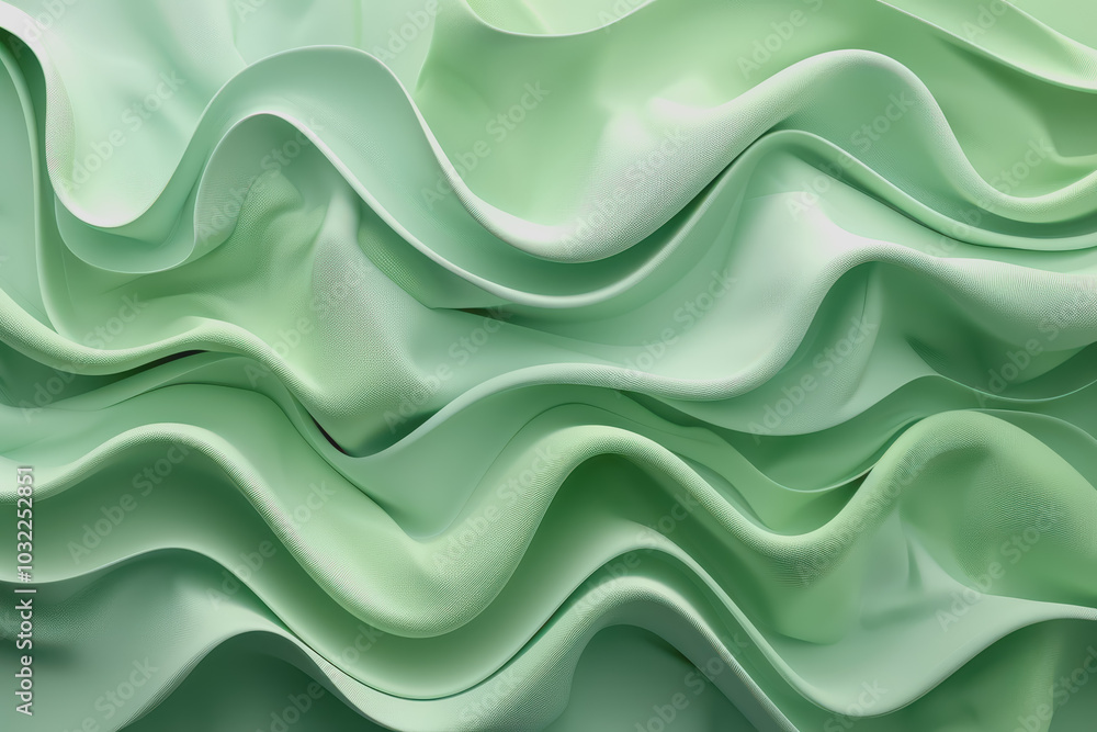 Fototapeta premium Abstract green background with wavy shapes and fluid lines. With organic shapes in light green.