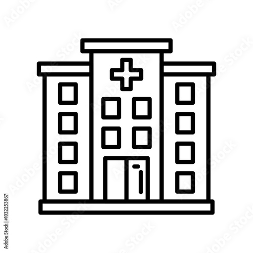 Hospital Outline Icon, Vector illustration