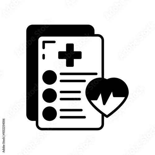 Medical Report Glyph Icon, Vector illustration