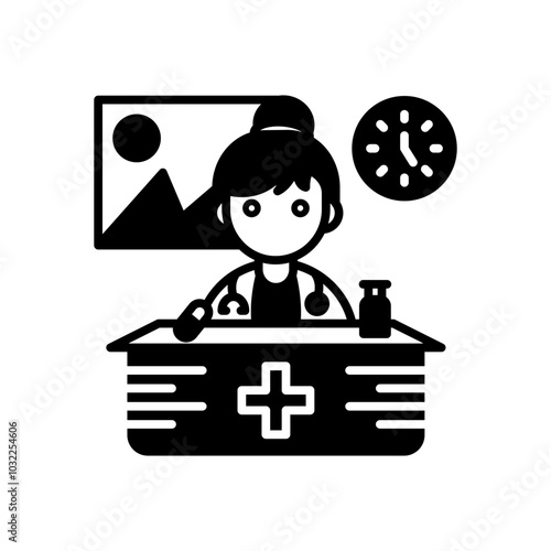 Doctor On Duty Glyph Icon, Vector illustration