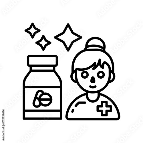 Medical Assistant Outline Icon, Vector illustration