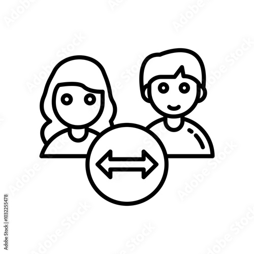 Keep Distance Outline Icon, Vector illustration