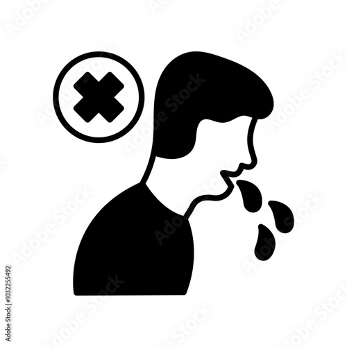 Don't Spit Glyph Icon, Vector illustration
