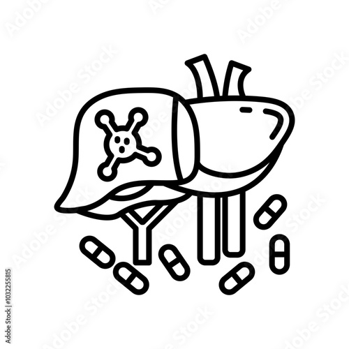 Antiviral Drugs Outline Icon, Vector illustration