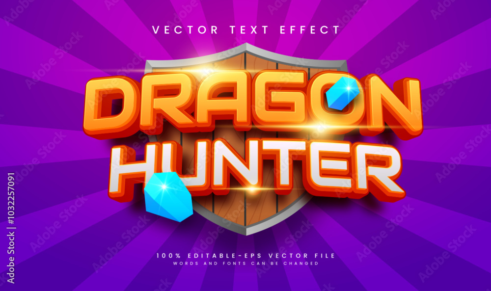 Dragon hunter cartoon theme, editable vector text effect. suitable for happy cute event Dragon hunter cartoon theme, editable vector text effect. suitable for happy cute event