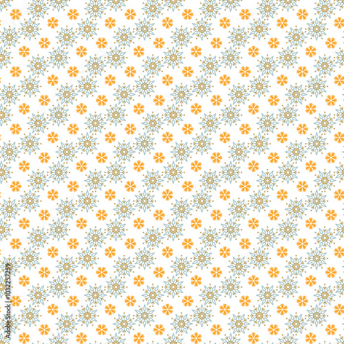 Winterly cool vector pattern with filigree snowflakes.