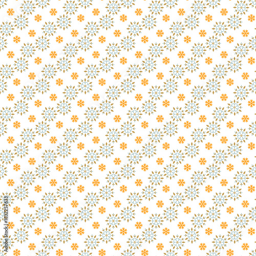 Winterly cool vector pattern with filigree snowflakes.